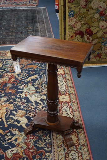 A Victorian style rectangular mahogany occasional table, width 46cm, depth 28cm, height 72cm